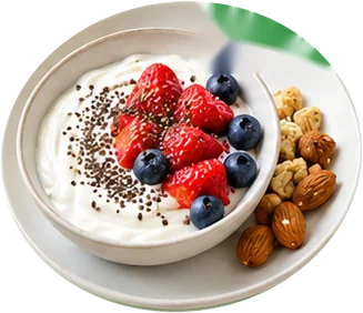 Greek yogurt, berries and nuts