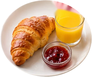 Croissant, jam and juice